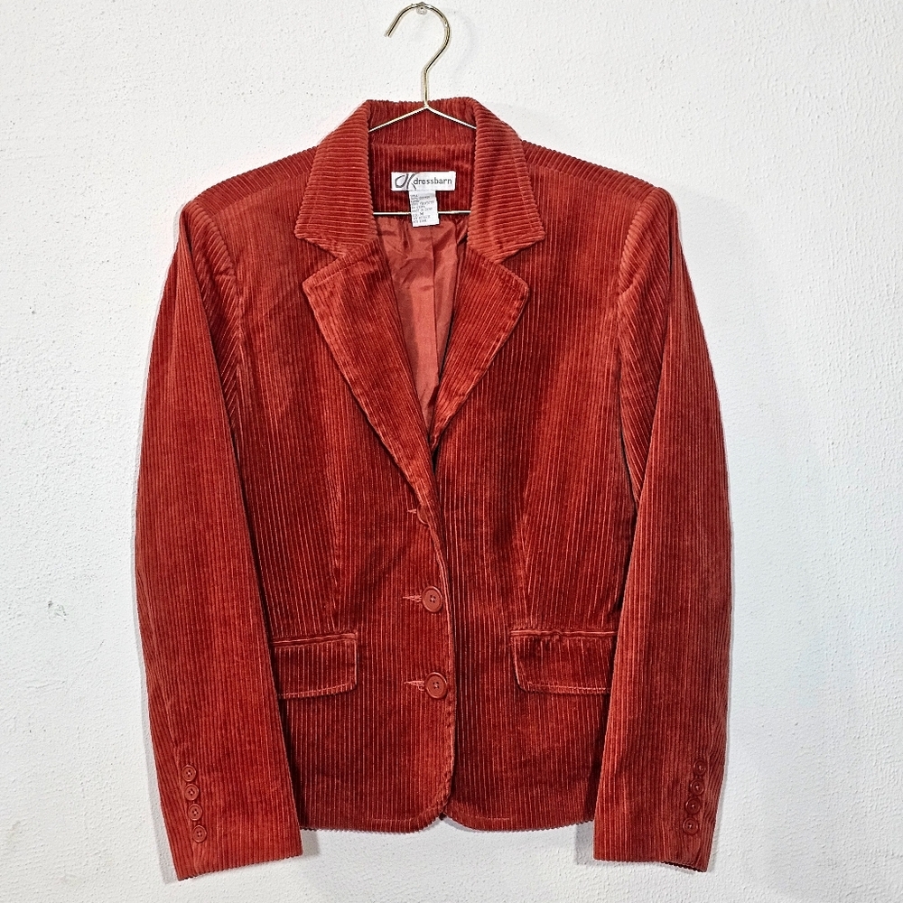 Dressbarn Women's Corduroy Blazer in Rust Cotton Medium